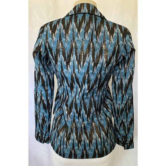 NWT Kimora Lee Simmons Sierra Jacket Blazer Blue Wave Graphic One Button… - Picture 4 of 6